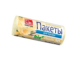 Мешки для мусора 30 л, ароматизированные, Ваниль, бежевые, в рулоне 20 шт., ПНД, 9 мкм, 560х530 мм, GRIFON Aroma, 101-020 V в Астане