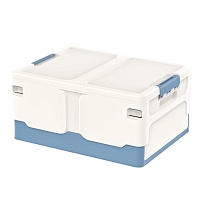 Ящик пластиковый складной белый, дно синее, 480х360х240 мм в Астане