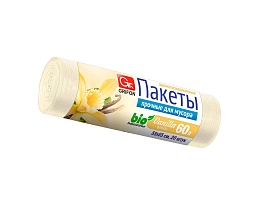 Мешки для мусора 60 л, ароматизированные, Ваниль, бежевые, в рулоне 20 шт., ПНД, 9 мкм, 650х550 мм, GRIFON Aroma, 101-023 V в Астане