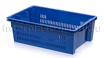 Ящик универсальный для овощей, фруктов и хлеба перфорированные стенки сплошное дно синий в Астане Ящик универсальный для овощей, фруктов и хлеба перфорированные стенки сплошное дно синий в Астане