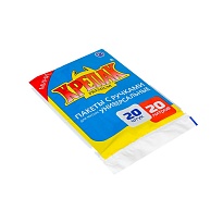 Мешки для мусора 20 л, с ручками, черные, в пачке 20 шт., ПНД, 10 мкм, 550х440 мм, Крепак, 4607075710085 в Астане