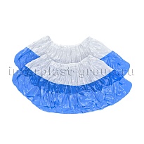 Бахилы бело-синие 1000 шт (500 пар), 48 мкм, двойная подошва, с одной резинкой, Эконом+ в Астане