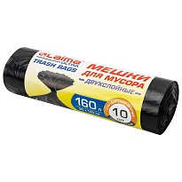 Мешки для мусора 160 л, черные, в рулоне 10 шт., ПВД, 30 мкм, 1200х900 мм, LAIMA ULTRA, 607694 в Астане