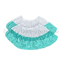 Бахилы бело-бирюзовые 1000 шт (500 пар), 48 мкм, двойная подошва, с одной резинкой, Эконом+ в Астане