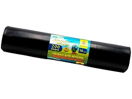 Мешки для мусора 200 л, ароматизированные, черные, в рулоне 10 шт., ПВД, 100 мкм, 1200х800 мм, Добрыня, Dob20010black в Астане