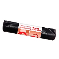 Мешки для мусора 240 л, черные, в рулоне 10 шт., ПВД 100 мкм, 1350х900 мм, Концепция Быта, 603887 в Астане