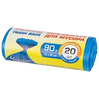 Мешки для мусора 90 л, синие, в рулоне 20 шт., ПНД, 14 мкм, 900х700 мм, LAIMA ULTRA, 607693 в Астане