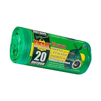 Мешки для мусора 20 л, биоразлагаемые, с ручками, черные, в рулоне 30 шт., ПНД, 10 мкм, 550х440 мм, Крепак, 4607075710047 в Астане