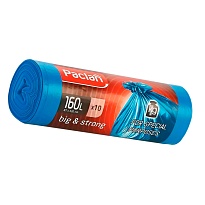 Мешки для мусора 160 л, синие, в рулоне 10 шт., ПВД, 21 мкм, 1200х870 мм, PACLAN Big&Strong, 604075 в Астане