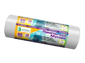 Мешки для мусора 60 л, белые, в рулоне 20 шт., ПНД, 7 мкм, 700х600 мм, MIRPACK Classik, 602052 в Астане