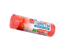 Мешки для мусора 60 л, ароматизированные, Клубника, красные, в рулоне 20 шт., ПНД, 9 мкм, 650х550 мм, GRIFON Aroma, 101-023 K в Астане