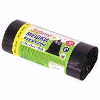 Мешки для мусора 30 л, черные, в рулоне 30 шт., ПНД, 7 мкм, 550х480 мм, Любаша, 608089 в Астане