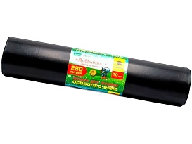 Мешки для мусора 280 л, ароматизированные, черные, в рулоне 10 шт., ПВД 110 мкм, 1400х930 мм, Добрыня, Dob28010black в Астане