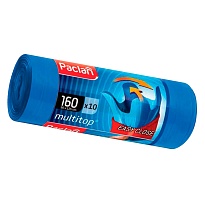 Мешки для мусора 160 л, с ушками, синие, в рулоне 10 шт., ПВД, 30 мкм, 1250х900 мм, PACLAN Multitop, 604064 в Астане