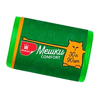 Мешки для мусора 30 л, зеленые, в рулоне 90 шт., ПНД, 6 мкм, 560х480 мм, Comfort, М4268 в Астане