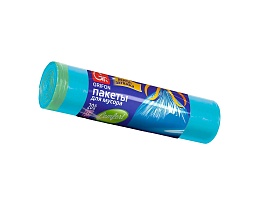 Мешки для мусора 35 л, с завязками, голубые, в рулоне 20 шт., ПНД, 12 мкм, 560х530 мм, GRIFON, 101-061 в Астане