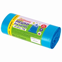 Мешки для мусора 35 л, синие, в рулоне 30 шт., ПНД, 10 мкм, 600х500 мм, Любаша, 608091 в Астане