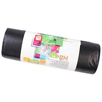 Мешки для мусора 220 л, черные, в рулоне 10 шт., ПВД, 29 мкм, 1100х830 мм, Концепция Быта ЭкоДом, 604924 в Астане