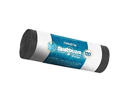 Мешки для мусора 120 л, черные, в рулоне 10 шт., ПНД, 14 мкм, 1100х700 мм, SIBIRSKAYA, 101-008 S в Астане