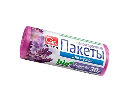 Мешки для мусора 30 л, ароматизированные, Лаванда, сиреневые, в рулоне 20 шт., ПНД, 9 мкм, 560х530 мм, GRIFON Aroma, 101-020 La в Астане