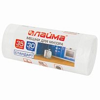 Мешки для мусора 35 л, белые, в рулоне 30 шт., ПНД, 6 мкм, 550х480 мм, LAIMA, 605538 в Астане