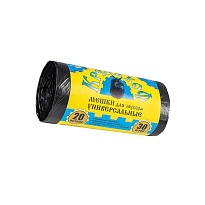 Мешки для мусора 20 л, с ушками, черные, в рулоне 30 шт., ПНД, 10 мкм, 550х440 мм, Крепакоф, 4607075710221 в Астане