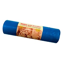 Мешки для мусора 100 л, с завязками, синие, в рулоне 10 шт., ПВД, 40 мкм, 840х670 мм, Концепция Быта Vitalux, 604933 в Астане
