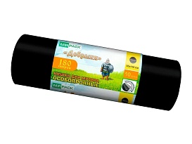 Мешки для мусора 180 л, ароматизированные, черные, в рулоне 10 шт., ПВД, 100 мкм, 1100х930 мм, Добрыня, Dob18010black в Астане
