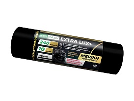 Мешки для мусора 240 л, черные, в рулоне 10 шт., ПВД 60 мкм, 1300х930 мм, EXTRA LUX+, 24010115 в Астане