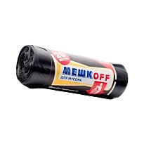 Мешки для мусора 60 л, черные, в рулоне 20 шт., ПНД, 9 мкм, 700х600 мм, МЕШКОFF, 4045 в Астане